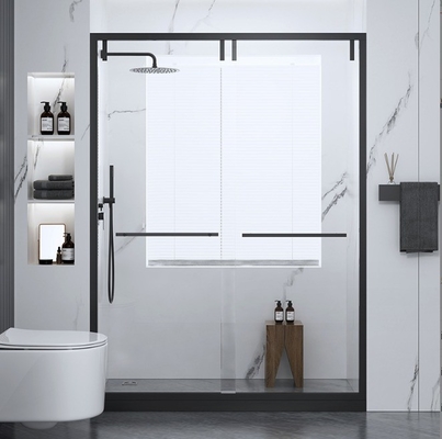 Cabine de douche en verre en acier inoxydable avec surface poli et ensemble de raccords de porte coulissante