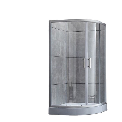 Porte de douche moderne simple avec boîtier coulissant à demi-ronde et plateau en céramique