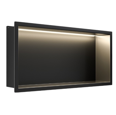 Belle conception de la douche en acier inoxydable mat noir pour la salle de bain carreaux insert