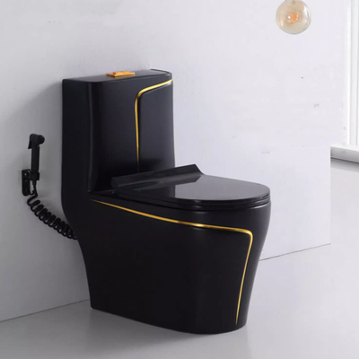 Toilette en noir et en or, mat, égouttant, S-trap, toilette à vanité, pour le marché de Foshan