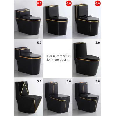Toilette en noir et en or, mat, égouttant, S-trap, toilette à vanité, pour le marché de Foshan
