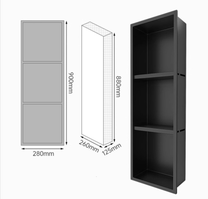 Niche de douche brossée en acier inoxydable étanche pour salle de douche