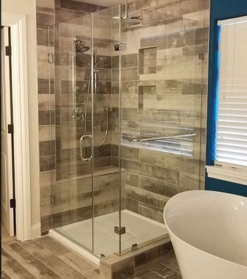 Salle de bain avec 8 mm d'épaisseur de verre salle de douche et design tout-en-un