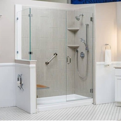 Salle de bain avec 8 mm d'épaisseur de verre salle de douche et design tout-en-un