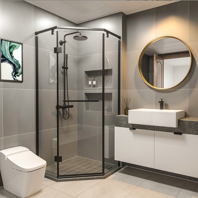 Étagère de coin en verre à béton lisse pour salle de bain salle de douche en électroplate