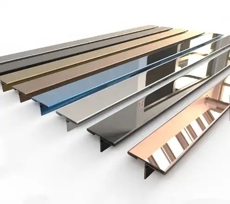 Polissage de miroir en or peint en forme de T, garniture de tuiles en acier inoxydable pour la décoration murale 1 kg
