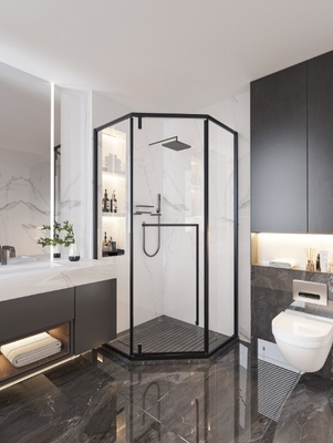 Étagère de coin en verre à béton lisse pour salle de bain salle de douche en électroplate