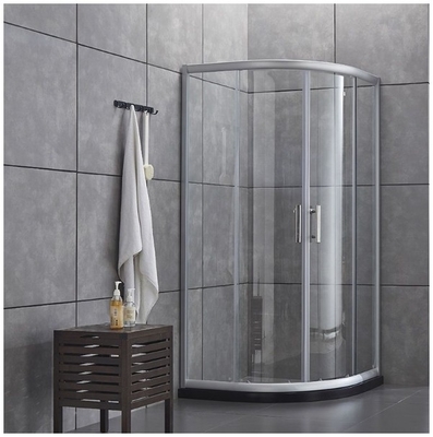 Porte de douche moderne simple avec boîtier coulissant à demi-ronde et plateau en céramique