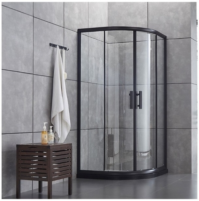 Porte de douche moderne simple avec boîtier coulissant à demi-ronde et plateau en céramique