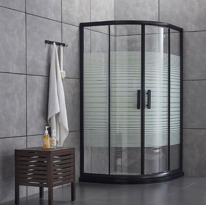 Porte de douche moderne simple avec boîtier coulissant à demi-ronde et plateau en céramique