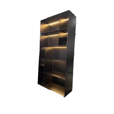 Barre d'armoire à vin en bois de style ancien avec écran en verre et support de vin en acier inoxydable