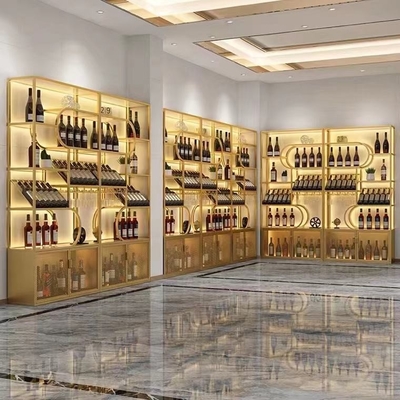 Barre d'armoire à vin en bois de style ancien avec écran en verre et support de vin en acier inoxydable