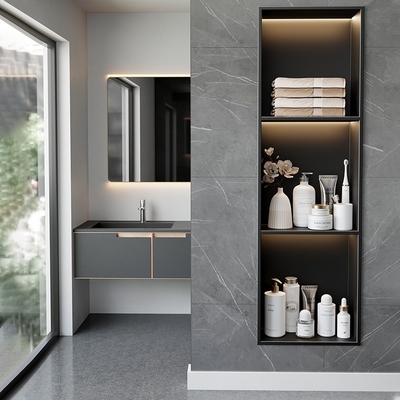 Finition de surface brossée Niche de douche en acier inoxydable noir pour tuiles de 12 pouces par Bernkot