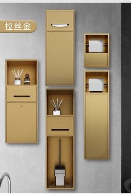 Niche de salle de bain en or à surface brossée pour toilettes étroites imperméables et à chasse d'eau