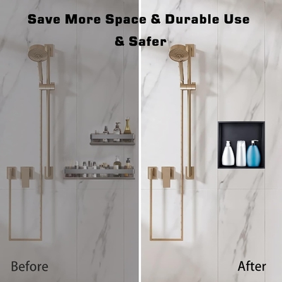 Améliorez le rangement de votre salle de bain avec une étagère de niche en acier inoxydable moderne et une lumière LED