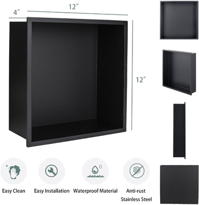 Améliorez le rangement de votre salle de bain avec une étagère de niche en acier inoxydable moderne et une lumière LED