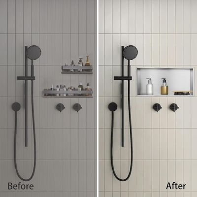 Niche de douche en acier inoxydable 12 &quot;x24&quot; et Niche murale double étagère pour le design d'hôtel moderne
