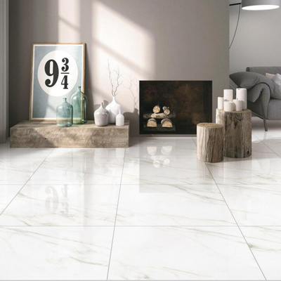 Carreaux de sol du hall de réception Style moderne 600x600 Porcelaine poli Carreaux de marbre Calacatta