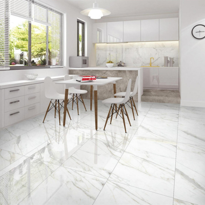 Carreaux de sol du hall de réception Style moderne 600x600 Porcelaine poli Carreaux de marbre Calacatta