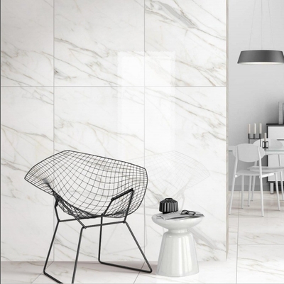 Carreaux de sol du hall de réception Style moderne 600x600 Porcelaine poli Carreaux de marbre Calacatta